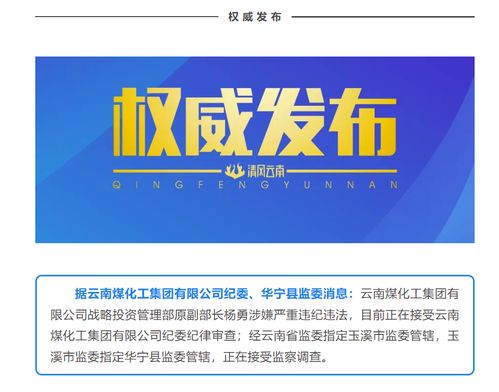 國(guó)企反腐再出重拳 云南煤化工集團(tuán)原戰(zhàn)略投資管理部副部長(zhǎng)楊勇接受審查調(diào)查
